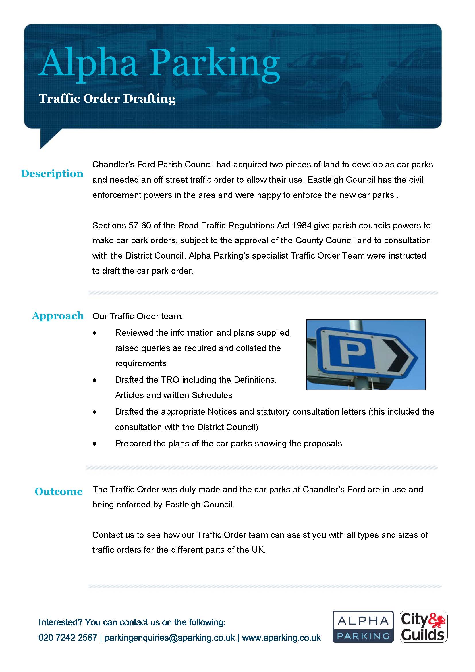 Traffic Order Drafting Case Study Chandlers Ford